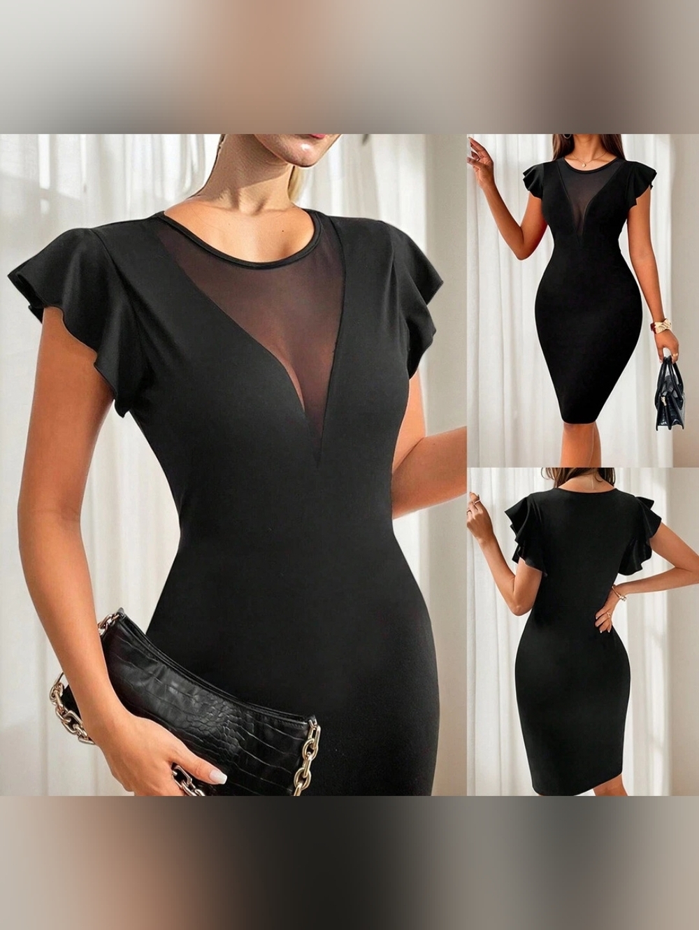Womens Sexy Mesh Mini Bodycon Dress Size Medium